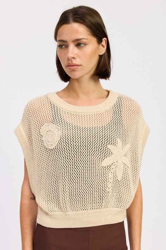 SLEEVELESS CROCHET PATCHED TOP NATURAL 24577339_32488105-ecda-48f6-949b-4c0a2ad2de06