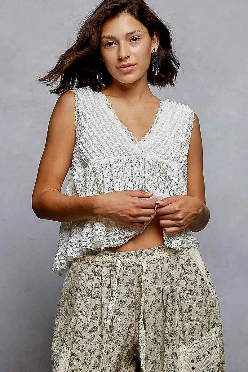 POL Textured Lace Cropped Tank with Trim Detail 2457cc55-542f-48de-b4e3-d4a7d2d2bdce-Max-Origin