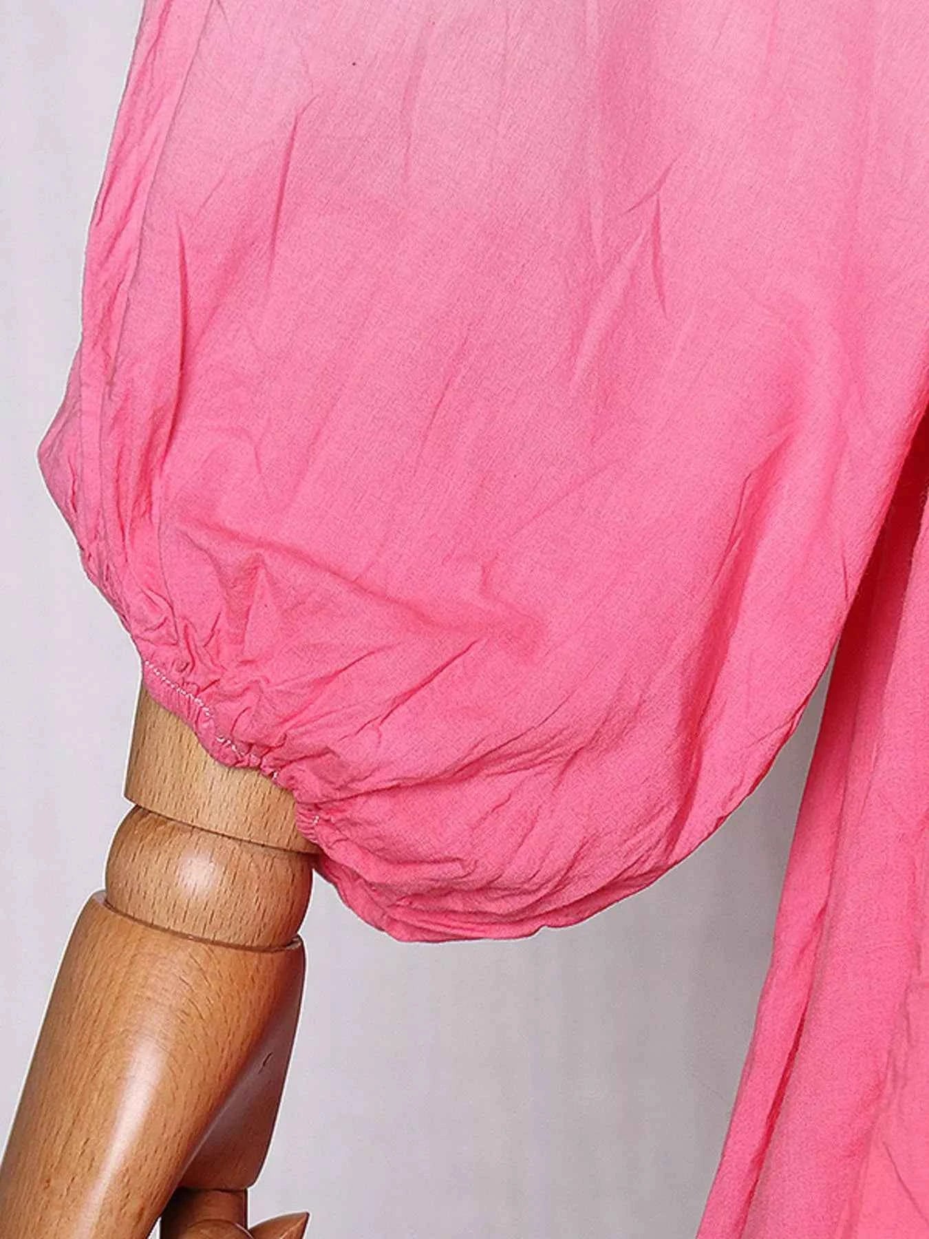 Gradient Round Neck Balloon Sleeve Dress 2458e616-5d18-480b-a1f4-1fa3b2907da3-Max-Origin