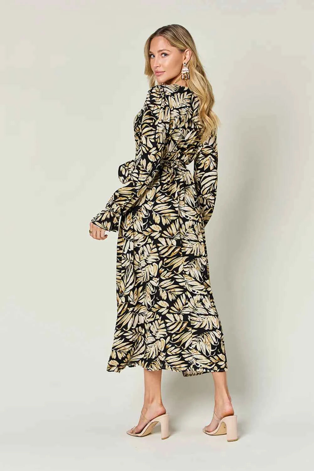 Double Take Full Size Tie Back Flounce Sleeve Dress 245a940a-be6e-4f2c-90dd-94b54ea8dd62-Max