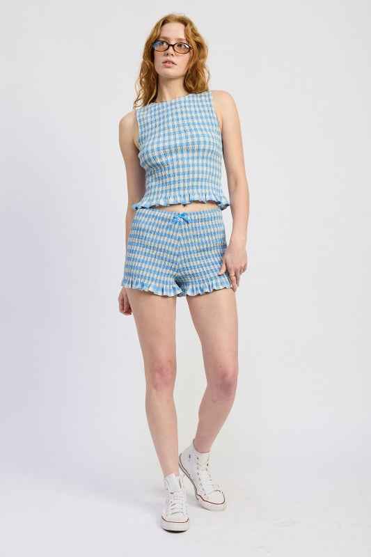 LETTUCE HEM SMOCKED SHORTS BLUE GINGHAM 24610058_865ae926-bf4a-41c5-8cba-80a79e962631