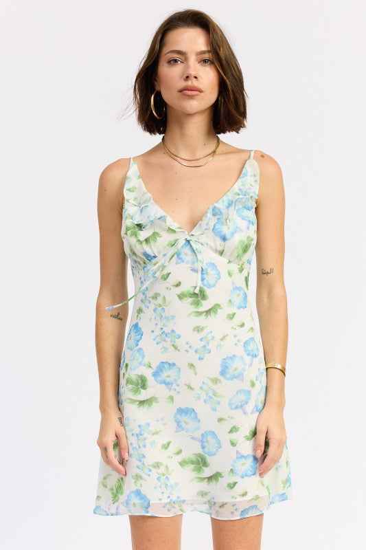 V NECK CHIFFON MINI DRESS WITH RUFFLE DETAIL BLUE MORNING FLORAL 24610584_a0e19e7b-f26a-43b4-9fa3-680c873ad0eb