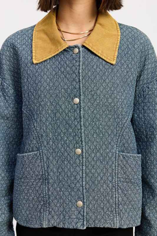 WOOL TWEED SNAP JACKET WITH CONTRASTED COLLAR 24610715_72debdf3-c253-4bd2-939c-4e8e945ef6ee