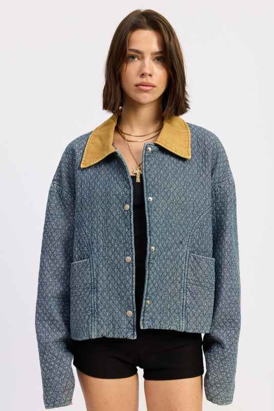 WOOL TWEED SNAP JACKET WITH CONTRASTED COLLAR DK BLUE 24610715_a22f6a9b-7768-4496-97f9-d05443564921