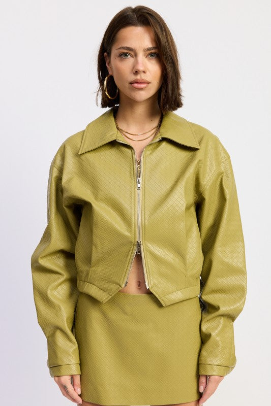 Cropped jacket with collar and zipper 24610716_cb630730-ea8d-418e-8ade-6c015da55060