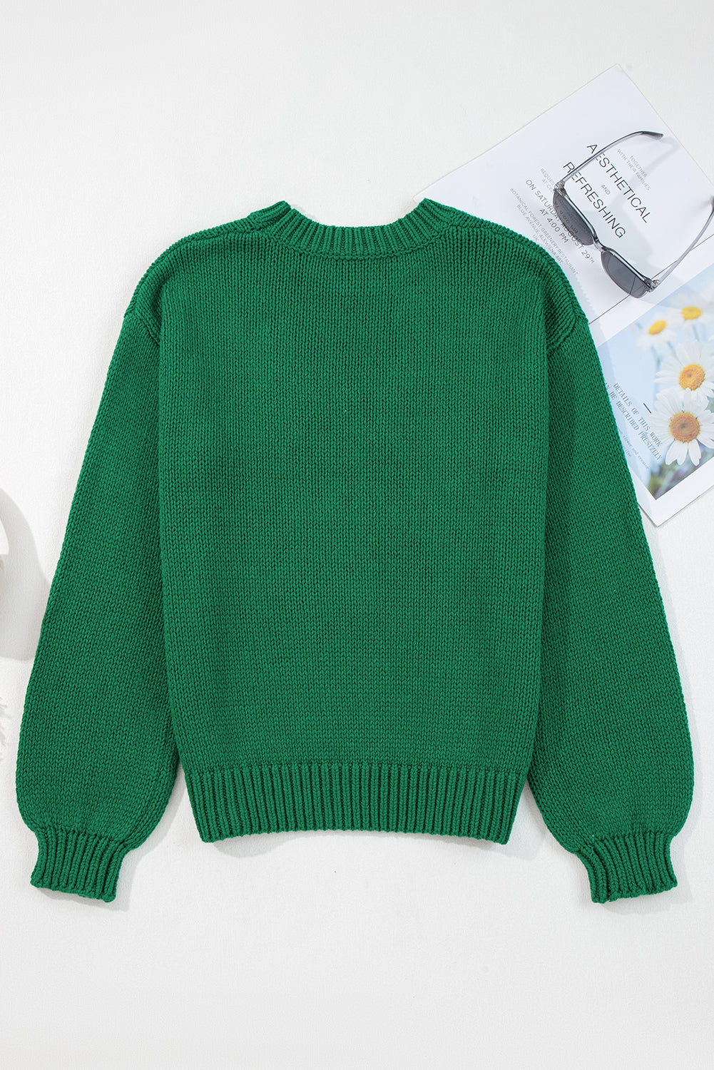 Evergreen Plaid Bow Graphic Christmas Sweater 246383eca7a49723
