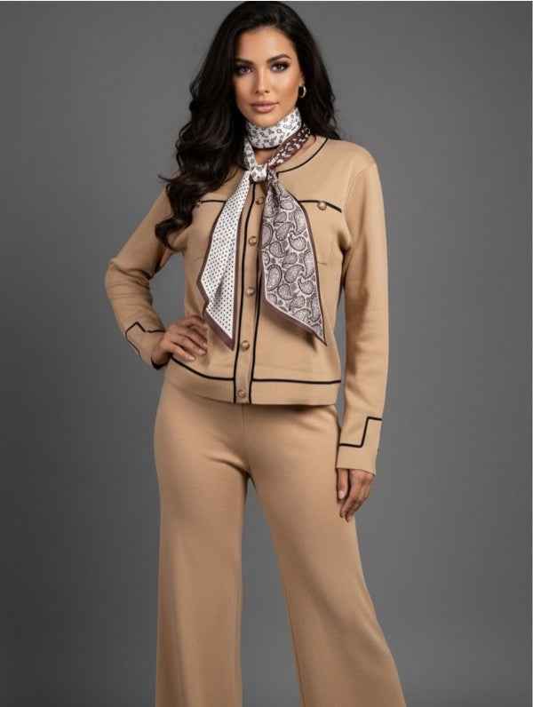 Knit Tailored Ensemble Cardigan & Wide Leg Pants Taupe 24650925_a3d5a660-289a-4a3b-9846-8a0249e86942