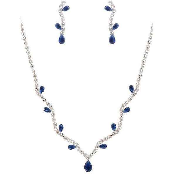 Blooming Flower Bud Cubic Zirconia Necklace Set Silver-Blue One 24661797_5647bd23-4589-4803-b38c-30e631e5f39c