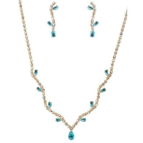 Blooming Flower Bud Cubic Zirconia Necklace Set Gold-Aqua One 24661797_7f7fb26a-c2e5-4789-b491-2f4c2af45532