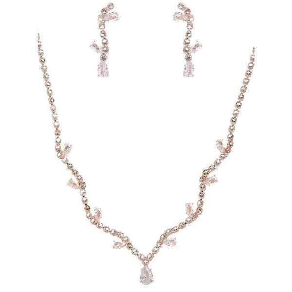 Blooming Flower Bud Cubic Zirconia Necklace Set Rose Gold-Clear One 24661797_a8196628-4382-4ef7-9922-959091c017e3