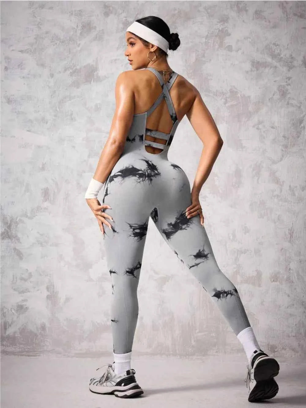 Back Crisscross Tie-Dye Scoop Neck Active Jumpsuit 24680081-a7c8-45f9-bf88-b5e1f698e2d7-Max