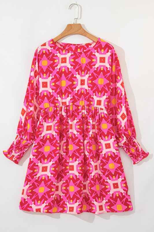 Geometric Print Smocked Long Sleeve Mini Dress 24685589_ee3d92d3-0612-4b63-a656-62ca8ebf2bda