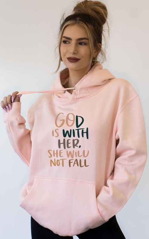 God With Her She Will Not Fall Graphic Sweatshirt PInk 24738908_0adb3ec4-1926-4cfa-9f30-7b679a274582