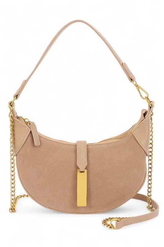 Half Moon Faux Suede Shoulder Bag Khaki O S 24745992_0b364e7d-1d18-45ea-9500-7f3d2c66afc7