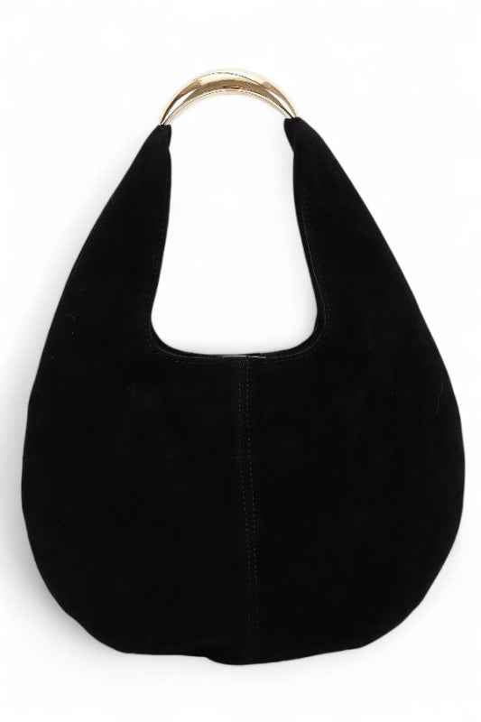 Faux Suede Structured Hobo Bag Black O S 24746106_d0d00b1a-dead-47ee-be6f-665d7a096686