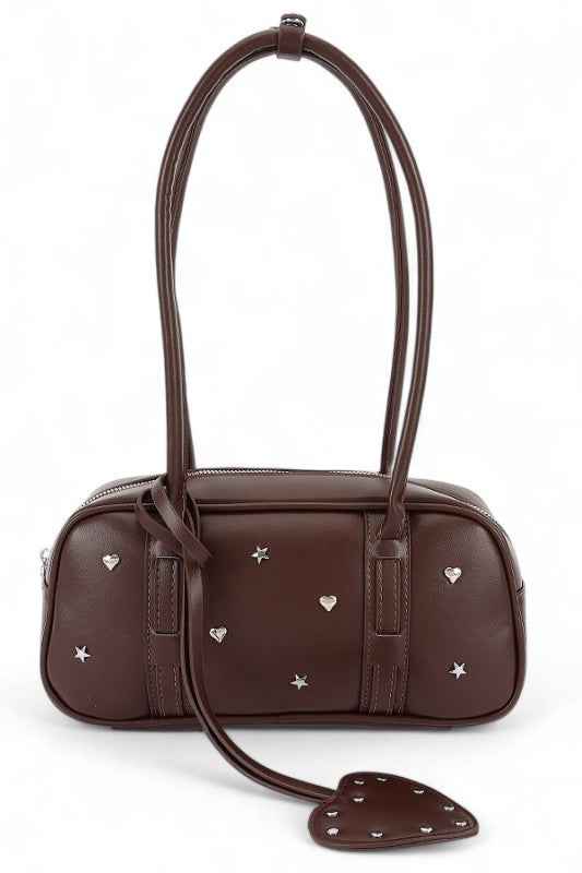 Star And Heart Studded Boxy Shoulder Bag Brown O S 24746175_0a689ba1-234b-4df2-af64-25678ad501ff