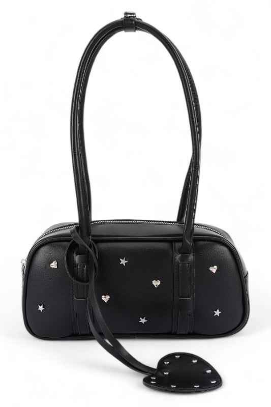 Star And Heart Studded Boxy Shoulder Bag Black O S 24746175_2713fa35-09a0-4162-88cf-81834a3a4e40