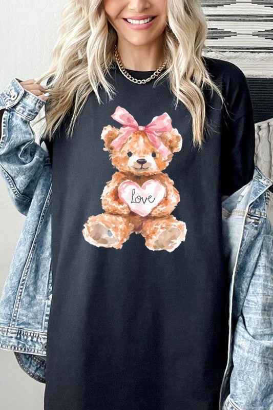 Teddy Bear Valentine Graphic Heavy Cotton Tee BLACK 24771900_1384ae2a-1634-488e-8060-260c0ab21631