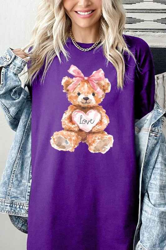 Teddy Bear Valentine Graphic Heavy Cotton Tee PURPLE 24771900_82386ff0-9d00-4935-bc8b-eb82e937a5ae