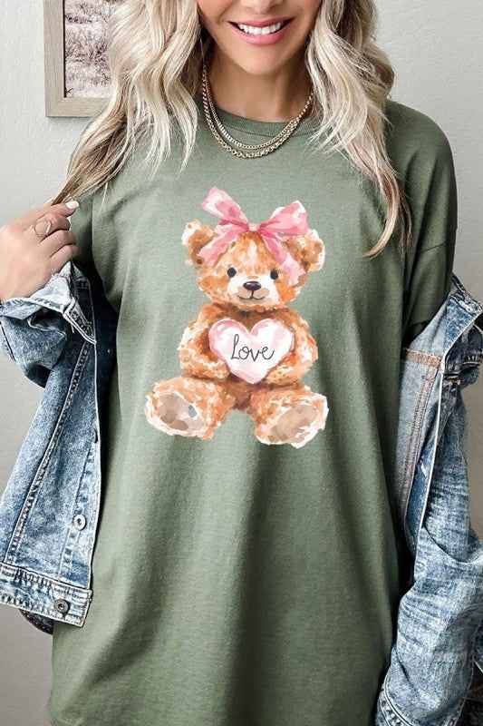 Teddy Bear Valentine Graphic Heavy Cotton Tee MILITARY GREEN 24771900_f4e21f33-1f37-4655-bce4-c7a9aa05fc09