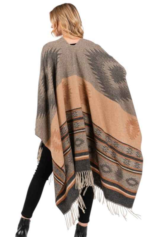 Aztec Pattern Fringe Ruana Cardigan Warp Scarf 24773010_37781d0c-2e76-4812-9dfc-2687a9450d18