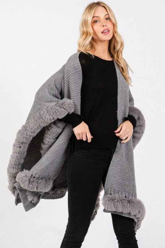 Faux Fur Trim Winter Cape Cardigan 24773030_219e23ea-447e-484a-877a-c8d0e897eca3