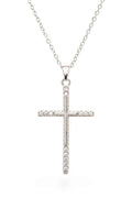 Cubic Zirconia Cross Pendant Necklace Rhodium O S 24776394_82bdc16e-5fe0-4f72-9360-c63b7a042a66