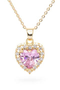 Cubic Zirconia Pink Heart Pendant Necklace GOLD PINK O S 24776450_845853b0-4865-43a3-9eef-7470d37e93eb