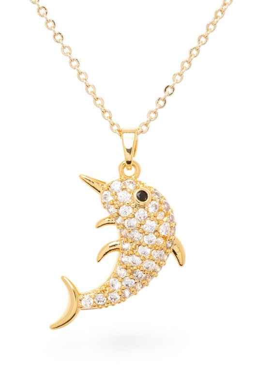 Cubic Zirconia Dolphin Pendant Necklace Gold Clear O S 24776453_c0e9d4ab-4853-4b88-a7f7-ce72e1e924dd