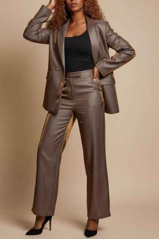 Luxe Iridescent Power Suit Blazer and Pant Set Bronze 24777468_e108f107-0bfd-4e97-b6a7-ec0e071d6ba1