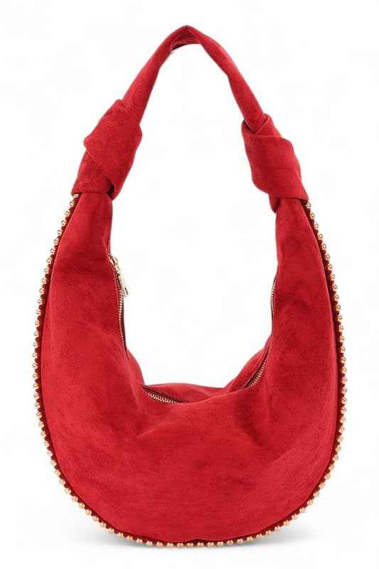 Faux Suede Metal Beads Accent Slouchy Hobo Burgundy O S 24780295_0be62f5c-73f4-4102-ba00-10e9ffd5eb57