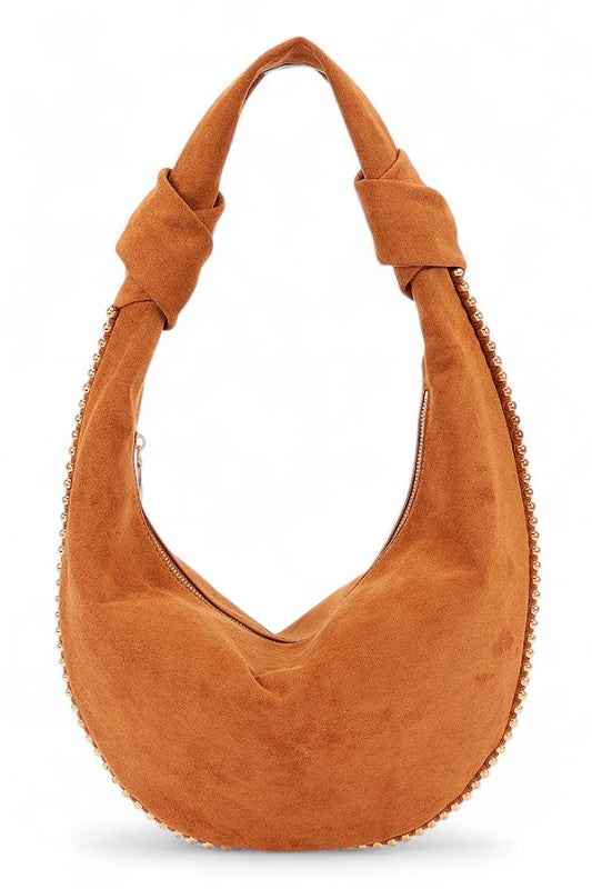 Faux Suede Metal Beads Accent Slouchy Hobo Camel O S 24780295_a1389cf3-eef6-42c9-a607-5caa077b19c3