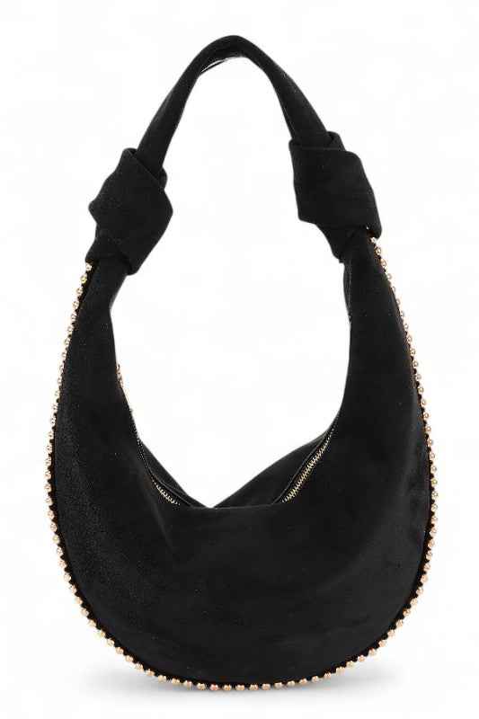 Faux Suede Metal Beads Accent Slouchy Hobo Black O S 24780295_a87ccd5c-f225-49d7-a8b5-3a125f19a4f7