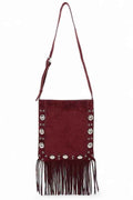 Metal Studs Fringe Faux Suede Crossbody Bag Burgundy O S 24780617_29191834-92ee-45f7-8076-7f75bc609c8f