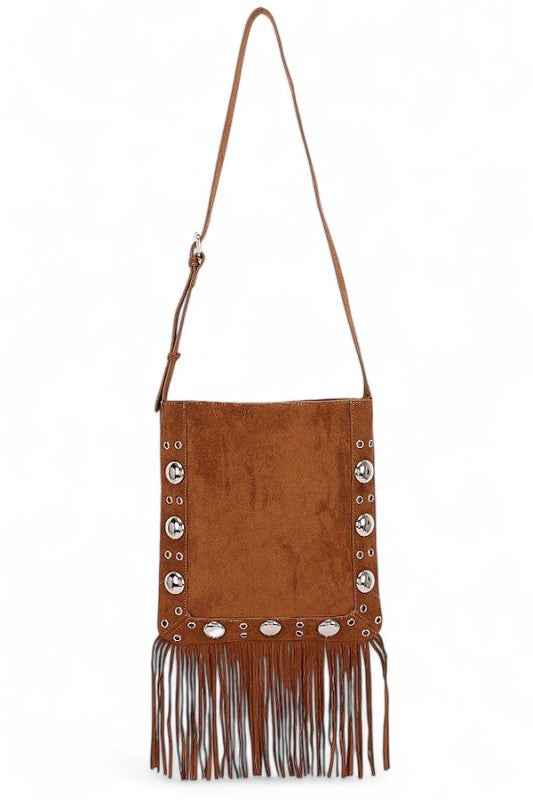 Metal Studs Fringe Faux Suede Crossbody Bag Coffee O S 24780617_df08915a-f6a2-46b3-acd1-2037e1419b5d