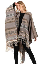 Aztec Pattern Fringe Ruana Cardigan Warp Scarf 24810351_39d9a616-d282-4188-8e25-13cfa80dbc7f