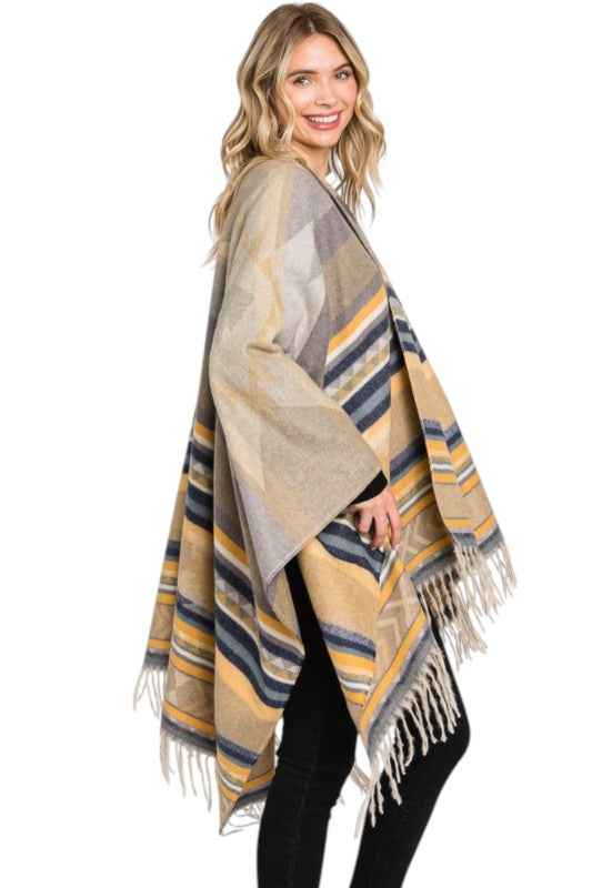 Aztec Stripe Pattern Fringe Ruana Cardigan Scarf 24810385_a1df27d7-e5af-4eed-b2a2-759e28342f04