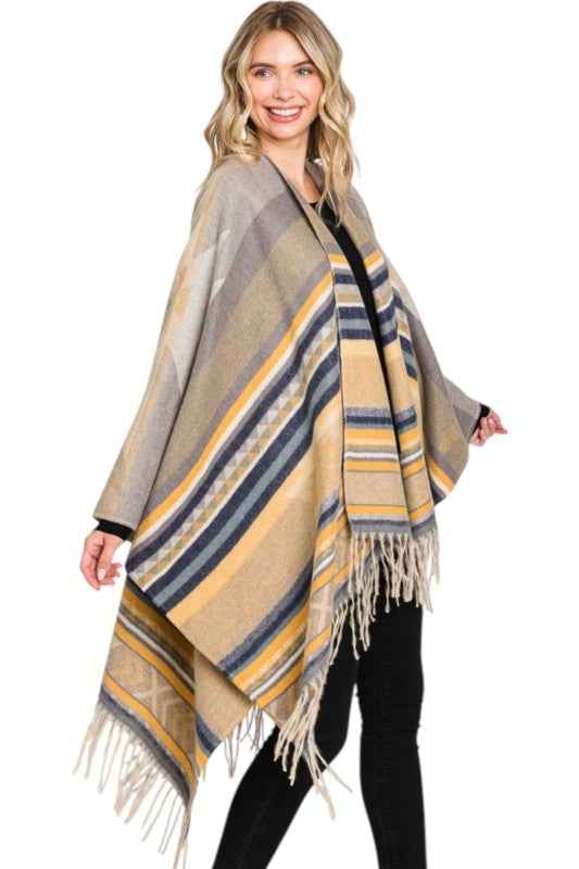 Aztec Stripe Pattern Fringe Ruana Cardigan Scarf 24810385_b153323c-b452-4a26-9d38-5b1c97019c51