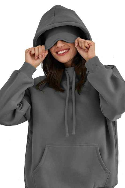 Eye Mask Built in Airplane Model Travel Hoodie Gray 24834802_935465b5-47fd-4851-b81d-2434c582b492