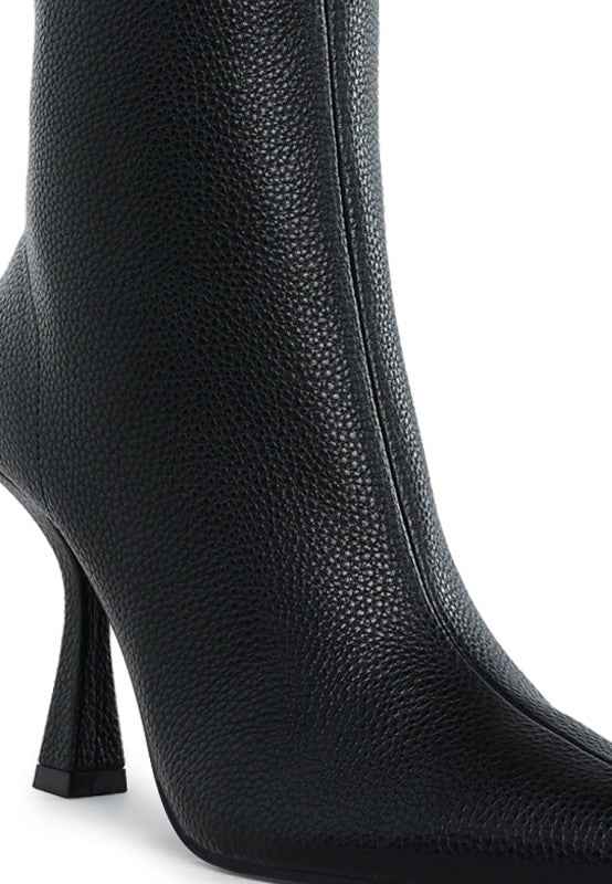 Tentia Metallic Pleather Spool Heel Boots 2485cf05-463a-4ffd-900e-6170bbb8aa87