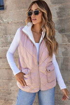 Pink Fleece Lined Quilted Vest Coats Pink 24864037_d1d69db1-8613-41b9-82f6-35aac35a1cd7