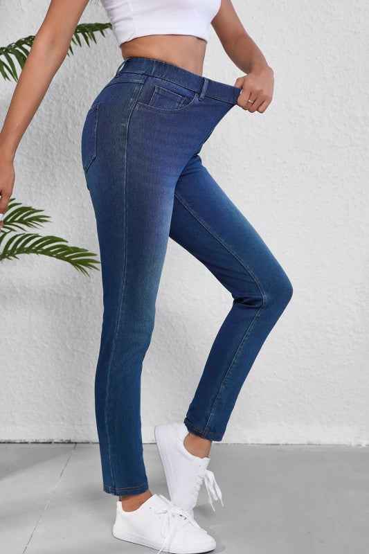 Pockets Straight Leg Washed Stretchy Knit Jeans 24864065_4f0be31e-c7a7-40aa-bcc1-c32429f5a155
