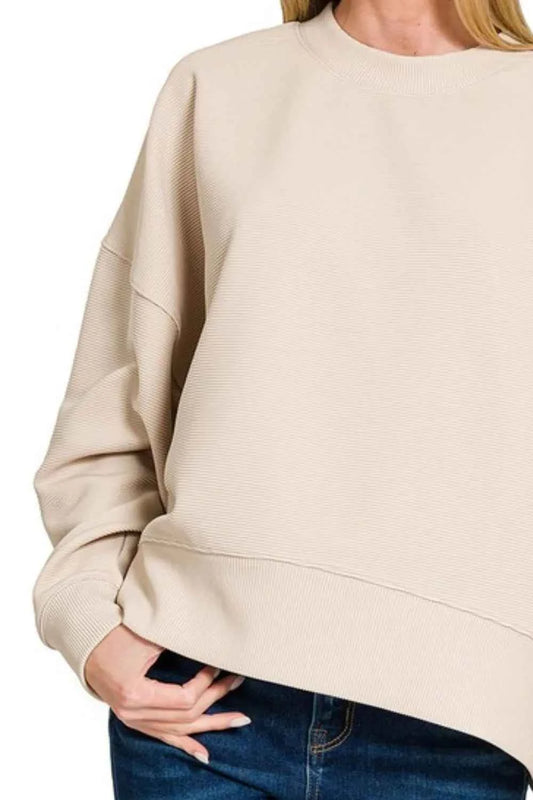 Ribbed Balloon Sleeve Sweatshirt 2486990f-a1cd-4129-a4d3-8e0a436dfa2c-Max-Origin
