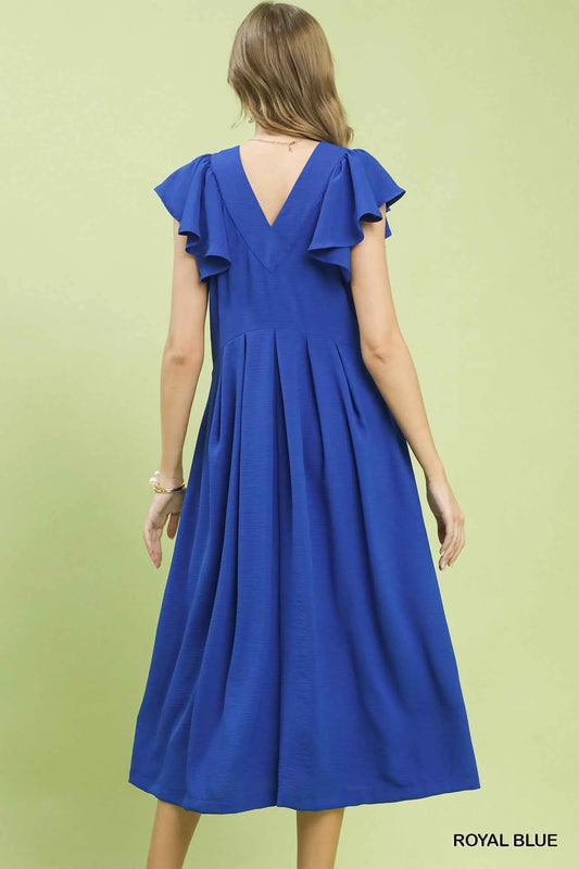 Ruffle Sleeve V-Neck Midi Dress 248d4f26-44bb-45a7-a7d8-f316b9a582ab-Max