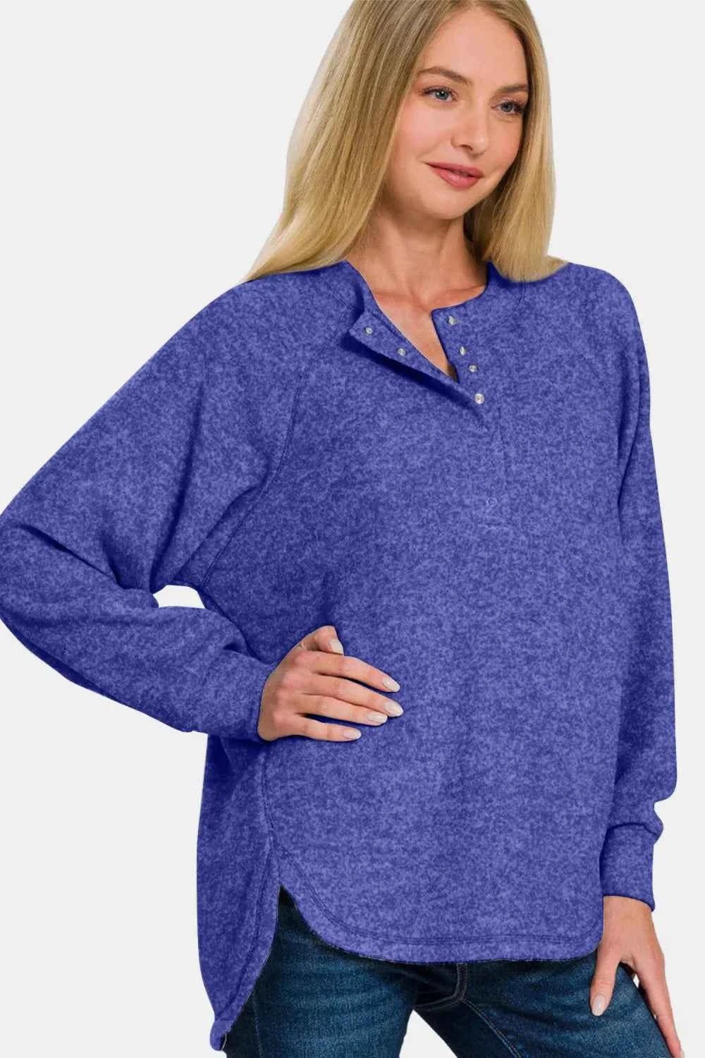 Zenana Full Size Brushed Melange Hacci High-Low Sweater 24918a38-44dd-49e2-9011-cc8ec8069795-Max