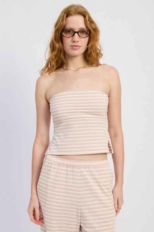STRIPED JERSEY KNIT TUBE TOP PINK IVORY STRIPE 24996221_0d4a4f1a-e05e-491b-88a1-029877572fcb