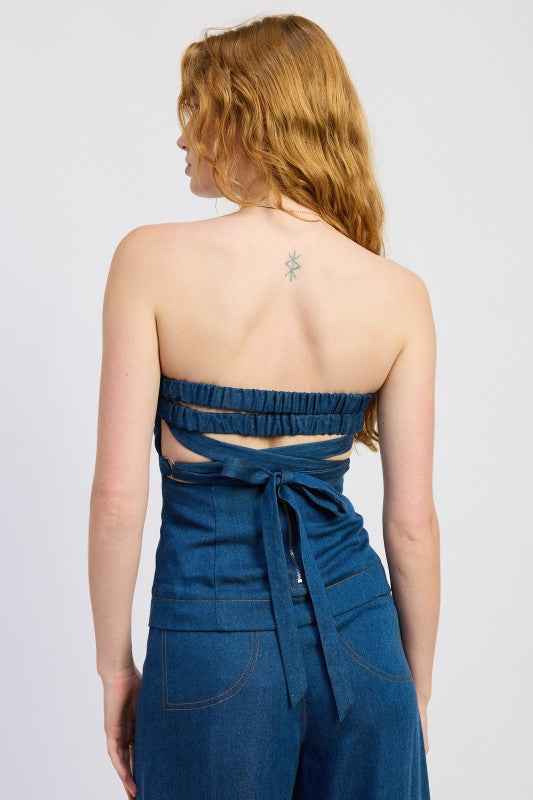 DENIM TUBE TOP WITH TIE BACK 24996276_9bf55386-977d-40a5-b9ef-817c2b9ef7f4