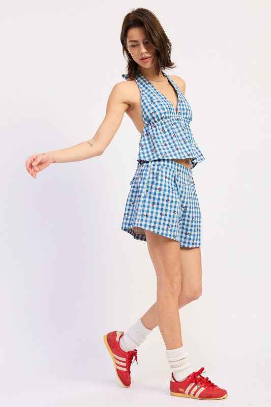 PLAID SHORTS WITH ELASTIC WAIST BAND 24996285_15a8656d-1cc5-46cb-84a4-00fa1b692448