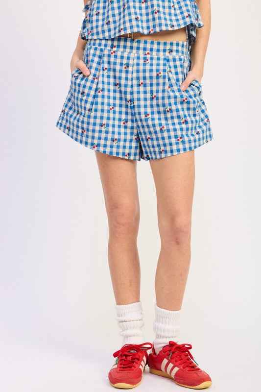 PLAID SHORTS WITH ELASTIC WAIST BAND 24996285_9a0522af-0840-4341-9dd3-5d60c022b595