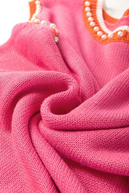 Contrast Trim Pearl Crewneck Sweater Top 249e7546-4e84-42dd-adcc-df8803fcf210